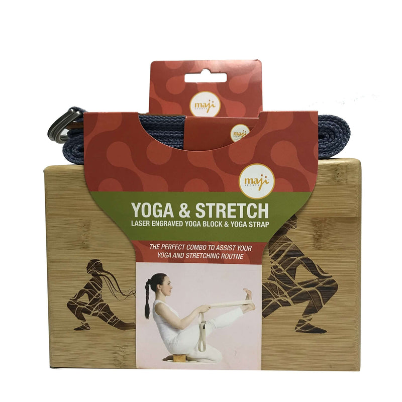 Load image into Gallery viewer, Laser Engraved Bamboo Yoga Block &amp; Strap Combo
