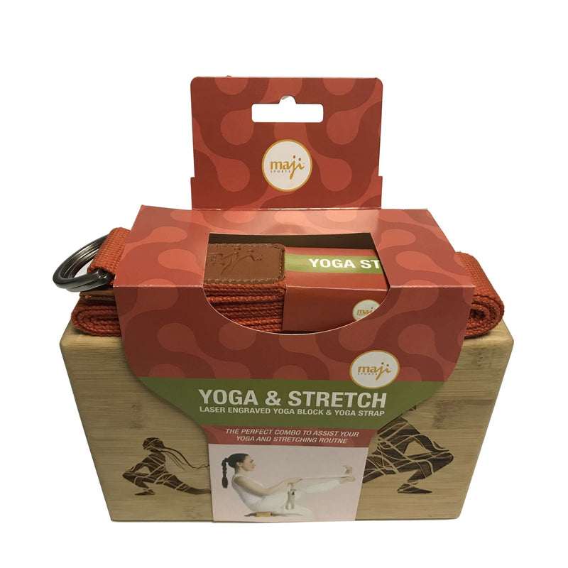 Load image into Gallery viewer, Laser Engraved Bamboo Yoga Block &amp; Strap Combo
