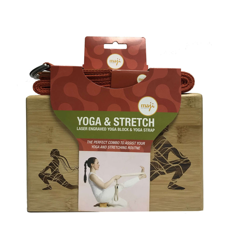 Load image into Gallery viewer, Laser Engraved Bamboo Yoga Block &amp; Strap Combo
