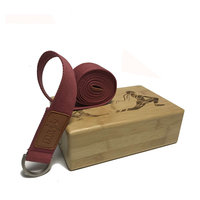 Load image into Gallery viewer, Laser Engraved Bamboo Yoga Block &amp; Strap Combo
