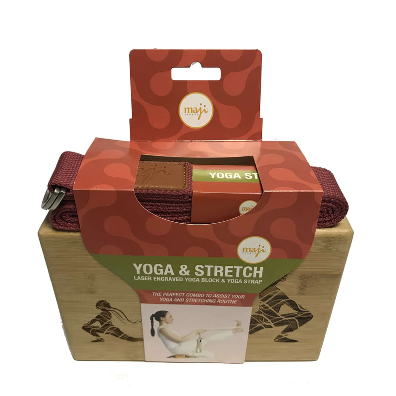 Load image into Gallery viewer, Laser Engraved Bamboo Yoga Block &amp; Strap Combo
