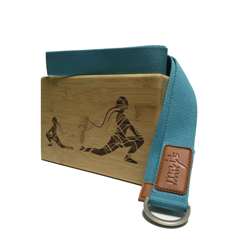 Load image into Gallery viewer, Laser Engraved Bamboo Yoga Block &amp; Strap Combo
