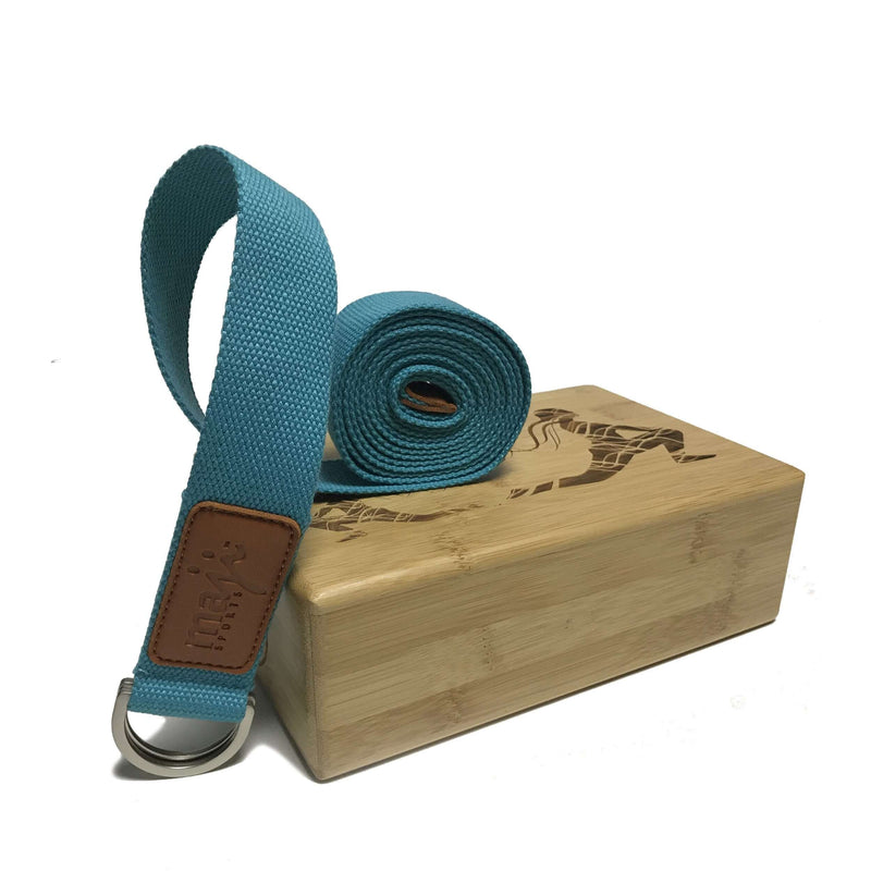 Load image into Gallery viewer, Laser Engraved Bamboo Yoga Block &amp; Strap Combo
