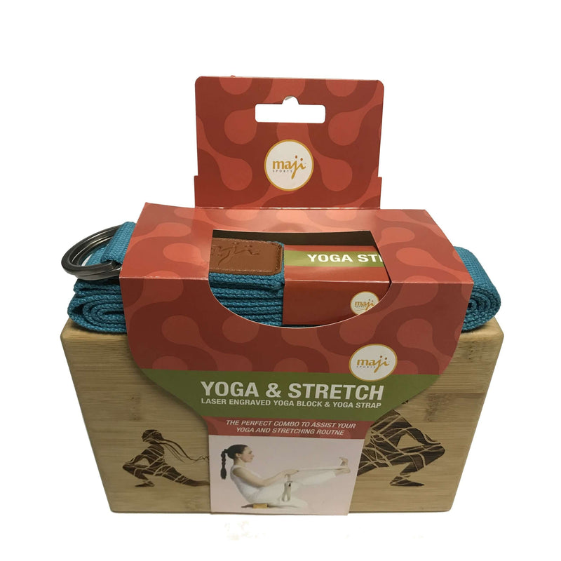 Load image into Gallery viewer, Laser Engraved Bamboo Yoga Block &amp; Strap Combo
