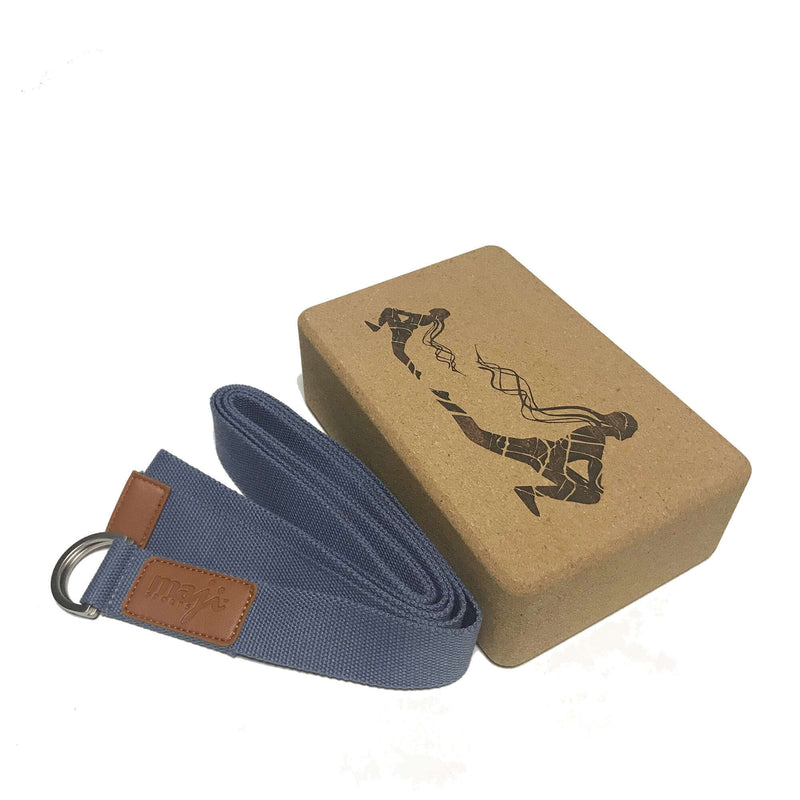 Load image into Gallery viewer, Laser Engraved Cork Yoga Block &amp; Strap Combo
