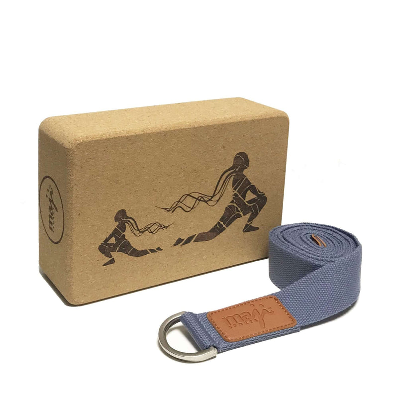 Load image into Gallery viewer, Laser Engraved Cork Yoga Block &amp; Strap Combo
