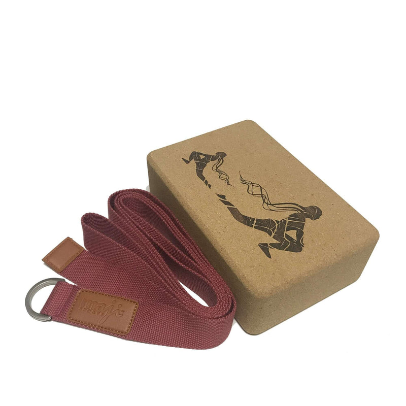 Load image into Gallery viewer, Laser Engraved Cork Yoga Block &amp; Strap Combo
