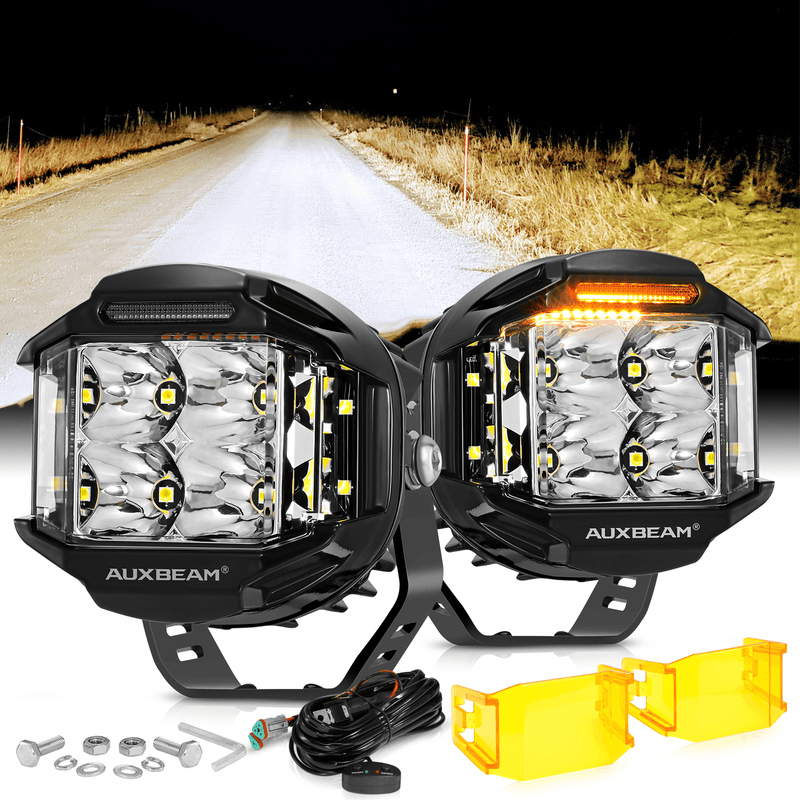 Load image into Gallery viewer, V-MAX Series Combo Beam Side Shooter LED Pod Lights with Amber DRL
