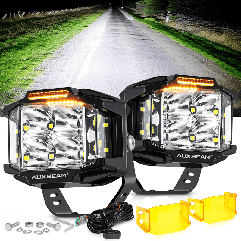 Load image into Gallery viewer, V-MAX Series Combo Beam Side Shooter LED Pod Lights with Amber DRL
