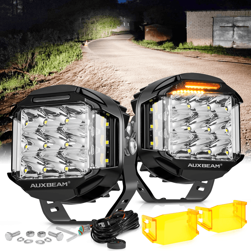 Load image into Gallery viewer, V-MAX Series Combo Beam Side Shooter LED Pod Lights with Amber DRL
