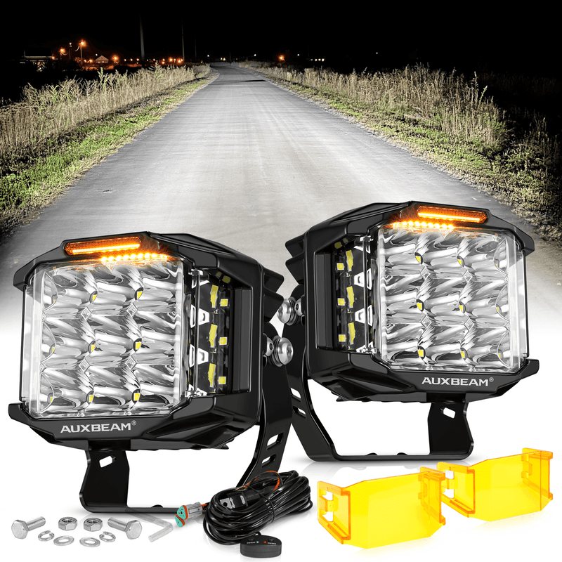 Load image into Gallery viewer, V-MAX Series Combo Beam Side Shooter LED Pod Lights with Amber DRL
