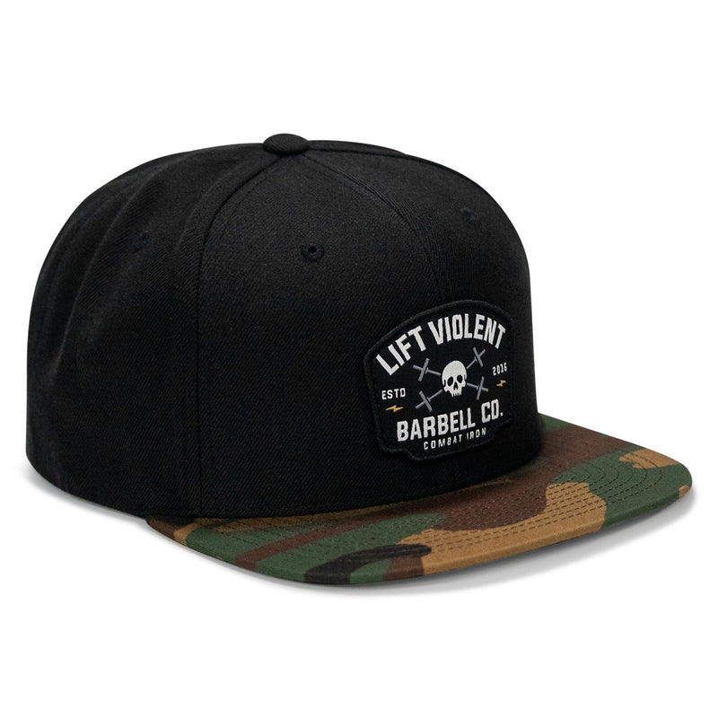 Load image into Gallery viewer, Lift Violent Barbell Co Patch Flatbill Snapback Hat
