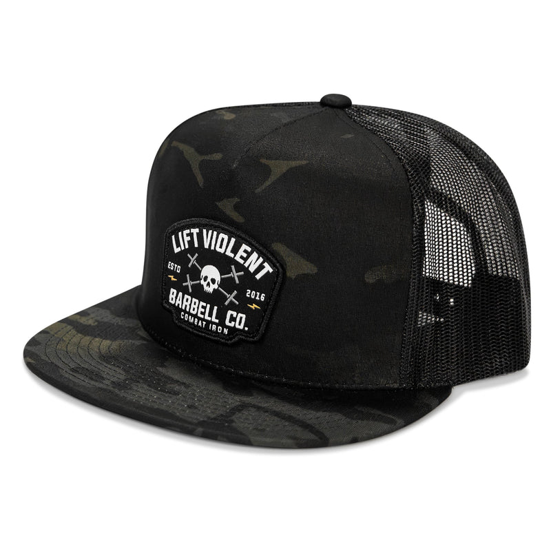Load image into Gallery viewer, Lift Violent Barbell Co Patch Flatbill Snapback Hat
