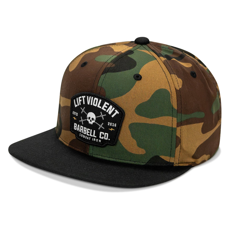 Load image into Gallery viewer, Lift Violent Barbell Co Patch Flatbill Snapback Hat
