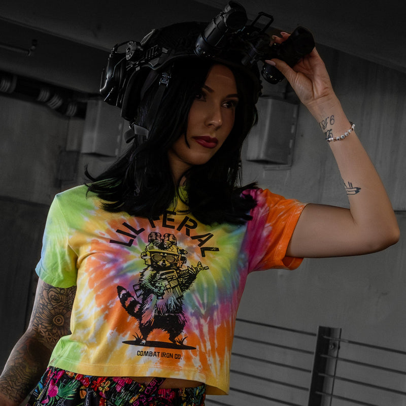 Load image into Gallery viewer, Lil Feral Raccoon Women's Crop T-Shirt
