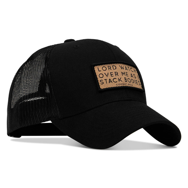 Load image into Gallery viewer, Lord Watch Over Me As I Stack Bodies Tan Patch Snapback Hat
