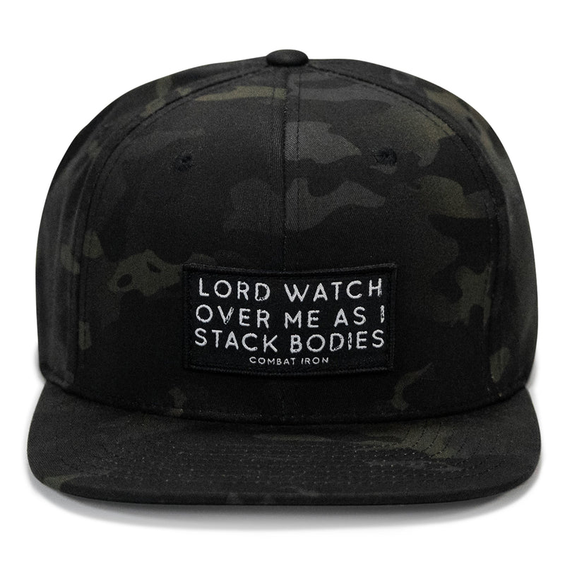 Load image into Gallery viewer, Lord Watch Over Me As I Stack Bodies Patch Flatbill SnapBack Hat
