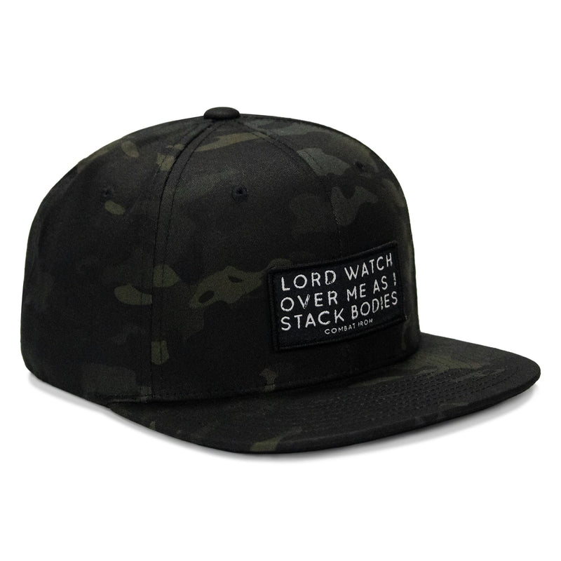 Load image into Gallery viewer, Lord Watch Over Me As I Stack Bodies Patch Flatbill Hat
