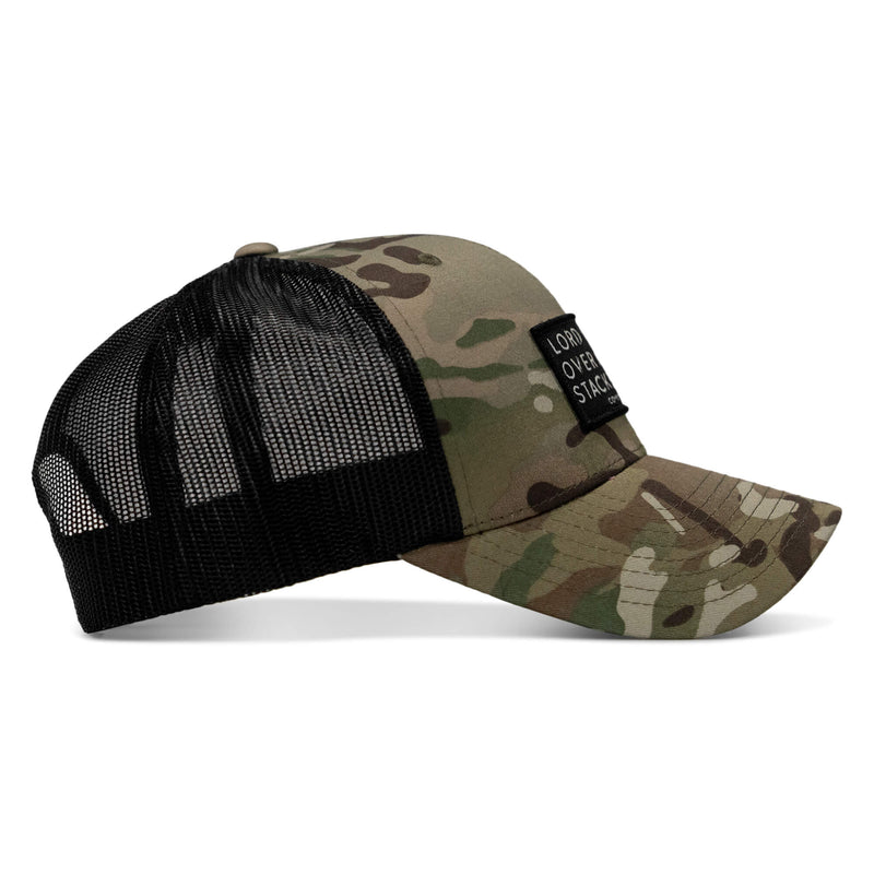 Load image into Gallery viewer, Lord Watch Over Me As I Stack Bodies Patch Snapback Hat

