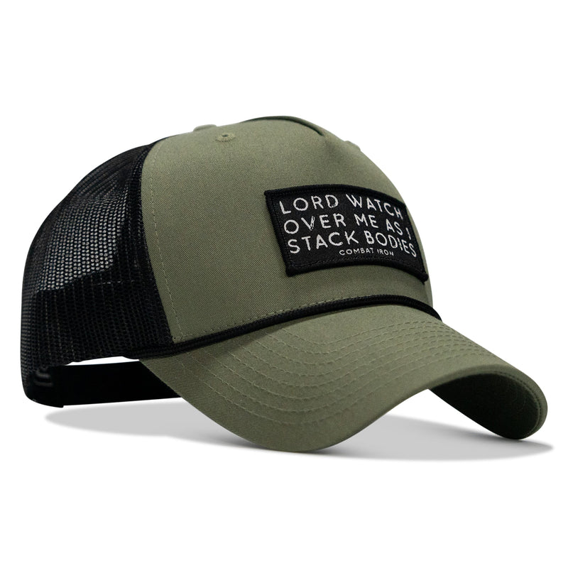 Load image into Gallery viewer, Lord Watch Over Me As I Stack Bodies Patch Rope Snapback
