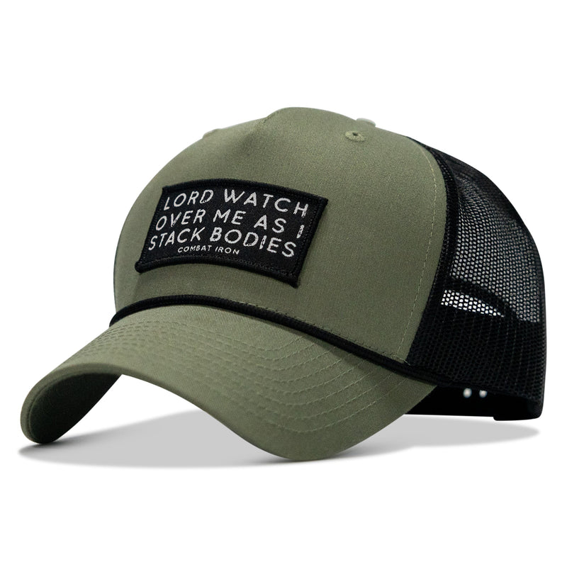 Load image into Gallery viewer, Lord Watch Over Me As I Stack Bodies Patch Rope Snapback
