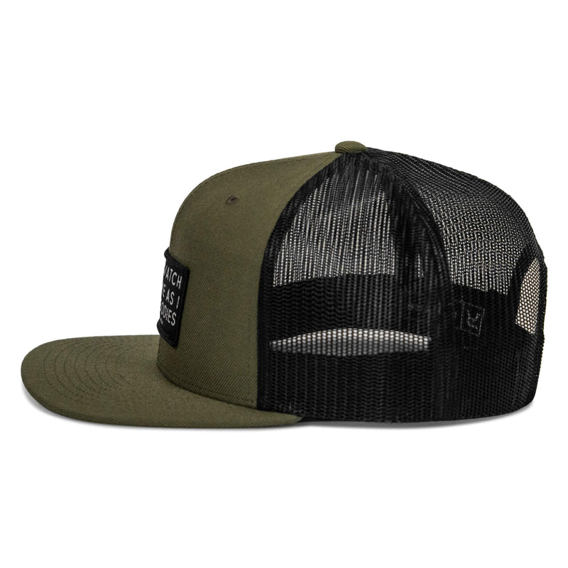 Load image into Gallery viewer, Lord Watch Over Me As I Stack Bodies Patch Flatbill SnapBack Hat
