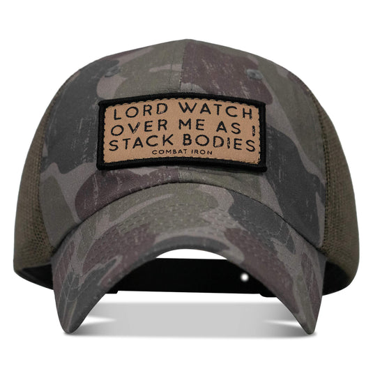 Lord Watch Over Me As I Stack Bodies Tan Patch Tactical Ripstop Mesh Snapback Hat
