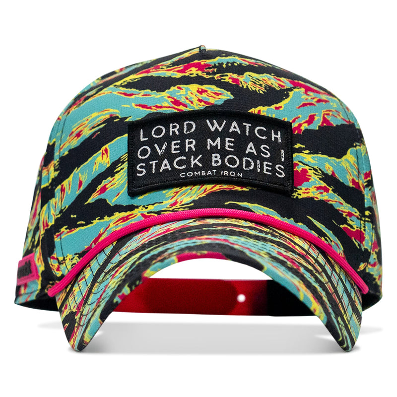 Load image into Gallery viewer, Lord Watch Over Me As I Stack Bodies Patch Waterproof Weekender Snapback
