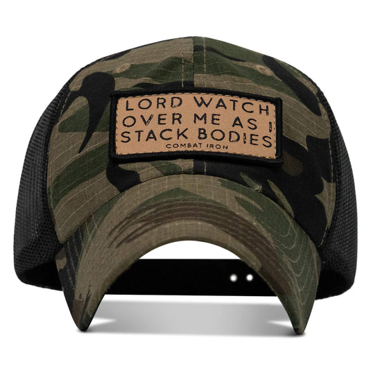 Lord Watch Over Me As I Stack Bodies Tan Patch Tactical Ripstop Mesh Snapback Hat