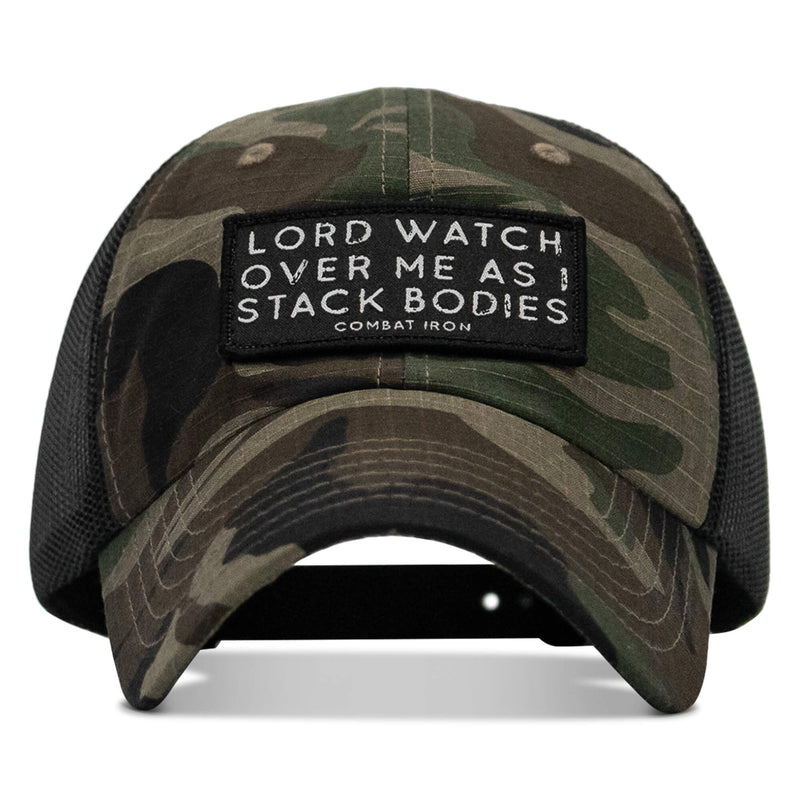 Load image into Gallery viewer, Lord Watch Over Me As I Stack Bodies Patch Tactical Ripstop Mesh Snapback Hat
