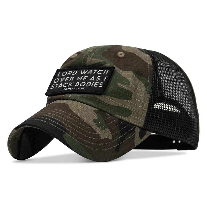 Load image into Gallery viewer, Lord Watch Over Me As I Stack Bodies Patch Tactical Ripstop Mesh Snapback Hat
