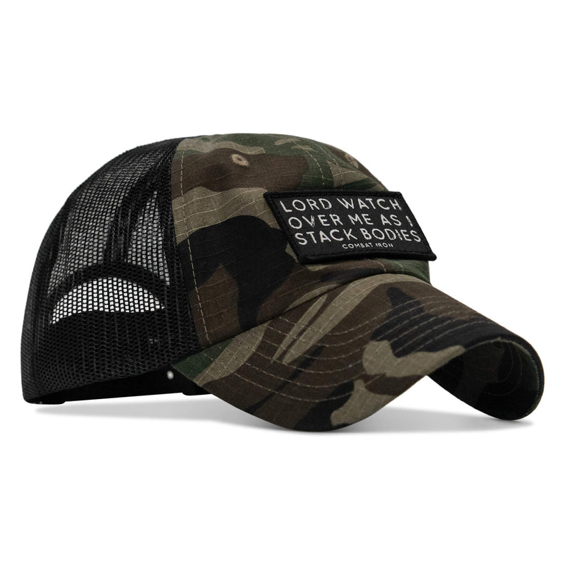 Load image into Gallery viewer, Lord Watch Over Me As I Stack Bodies Patch Tactical Ripstop Mesh Snapback Hat
