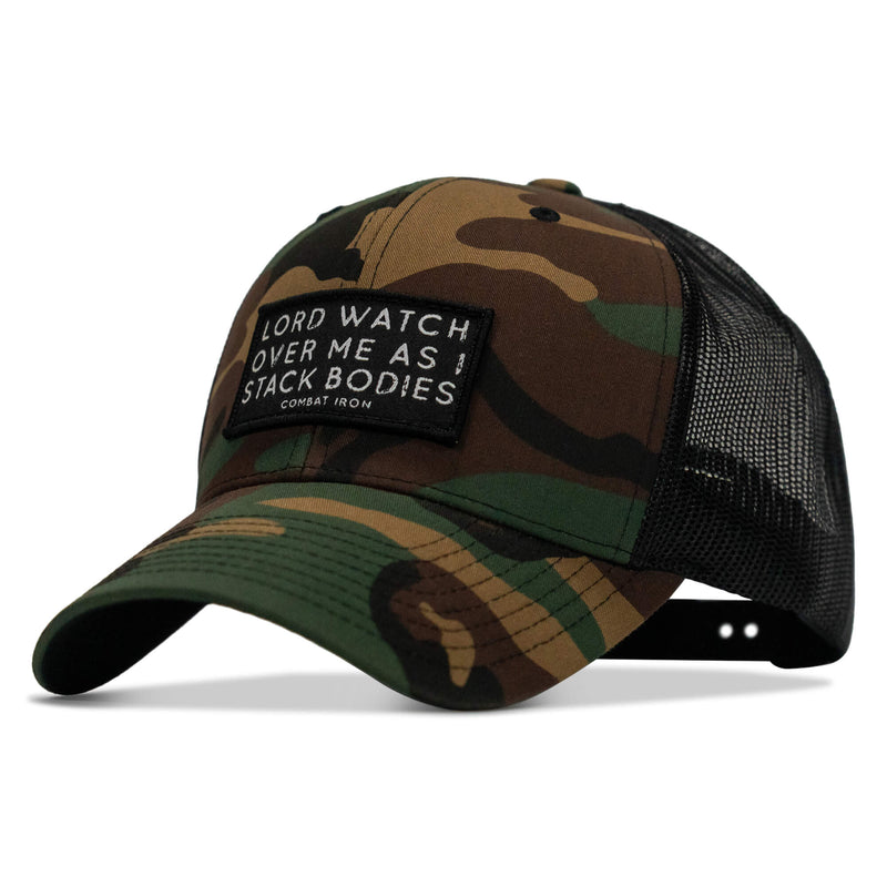 Load image into Gallery viewer, Lord Watch Over Me As I Stack Bodies Patch Snapback Hat
