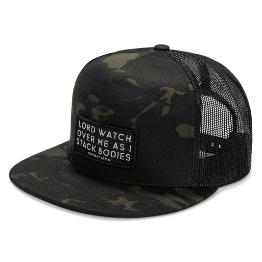 Lord Watch Over Me As I Stack Bodies Patch Flatbill SnapBack Hat