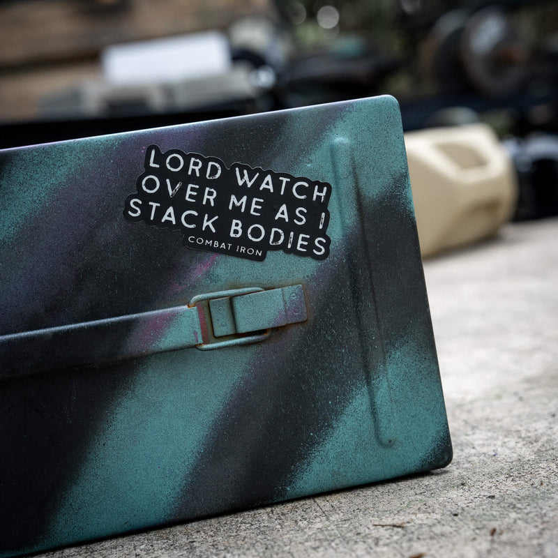 Load image into Gallery viewer, Lord Watch Over Me As I Stack Bodies Decal
