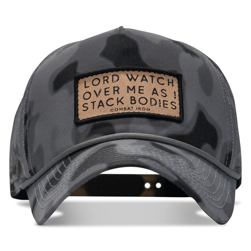 Load image into Gallery viewer, Lord Watch Over Me As I Stack Bodies (Tan) Patch Waterproof Weekender Snapback
