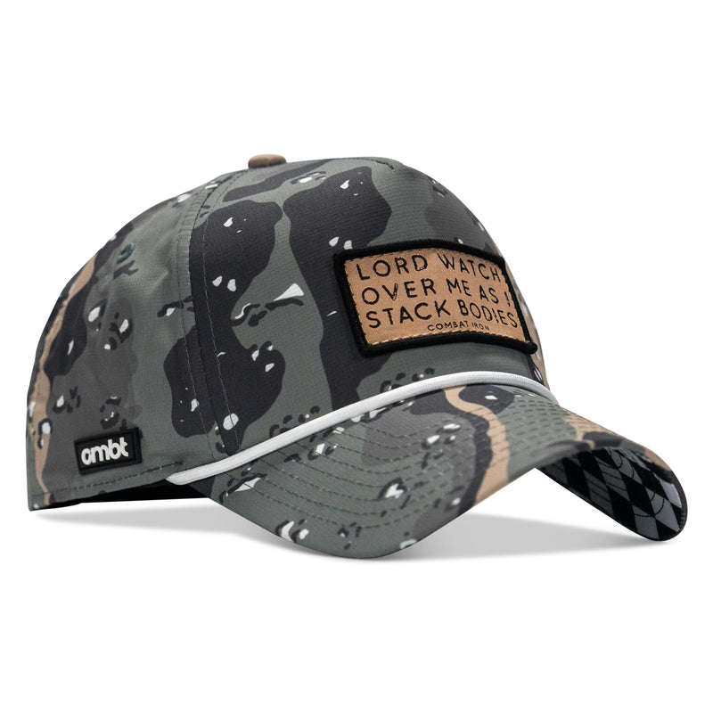 Load image into Gallery viewer, Lord Watch Over Me As I Stack Bodies (Tan) Patch Waterproof Weekender Snapback
