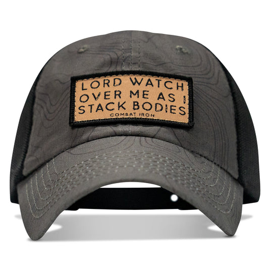 Lord Watch Over Me As I Stack Bodies Tan Patch Tactical Ripstop Mesh Snapback Hat