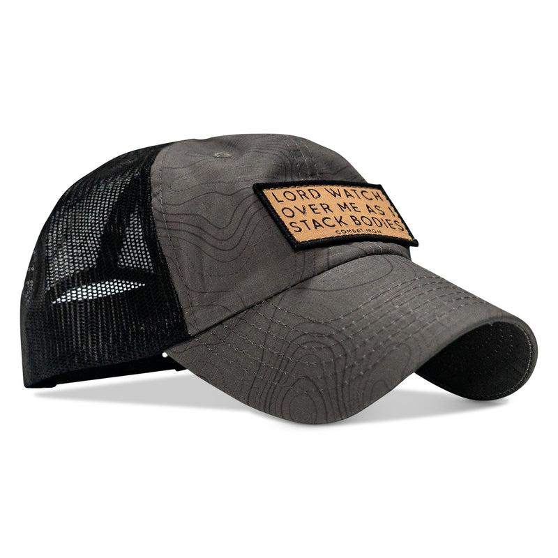 Load image into Gallery viewer, Lord Watch Over Me As I Stack Bodies Tan Patch Tactical Ripstop Mesh Snapback Hat
