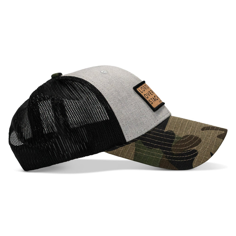 Load image into Gallery viewer, Lord Watch Over Me As I Stack Bodies Tan Patch Snapback Hat
