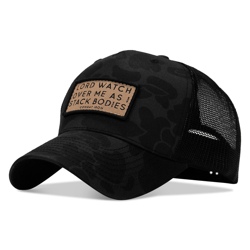 Load image into Gallery viewer, Lord Watch Over Me As I Stack Bodies Tan Patch Snapback Hat
