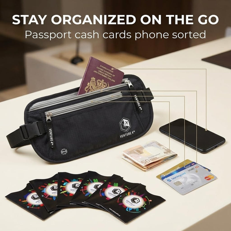 Load image into Gallery viewer, Travel Money Belt + RFID Sleeves
