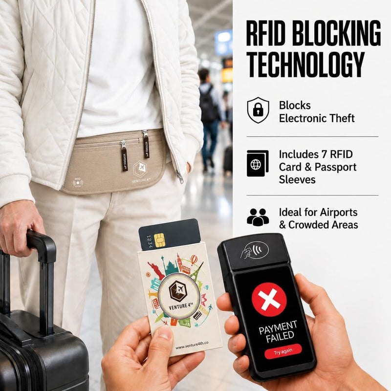 Load image into Gallery viewer, Travel Money Belt + RFID Sleeves
