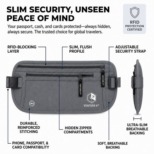 Travel Money Belt + RFID Sleeves