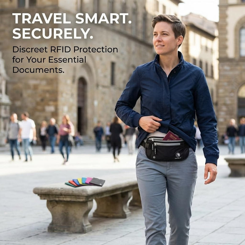 Load image into Gallery viewer, Travel Money Belt + RFID Sleeves
