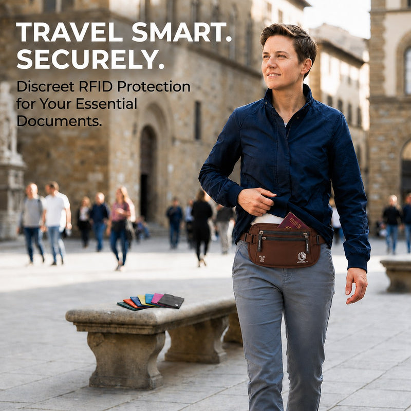 Load image into Gallery viewer, Travel Money Belt + RFID Sleeves
