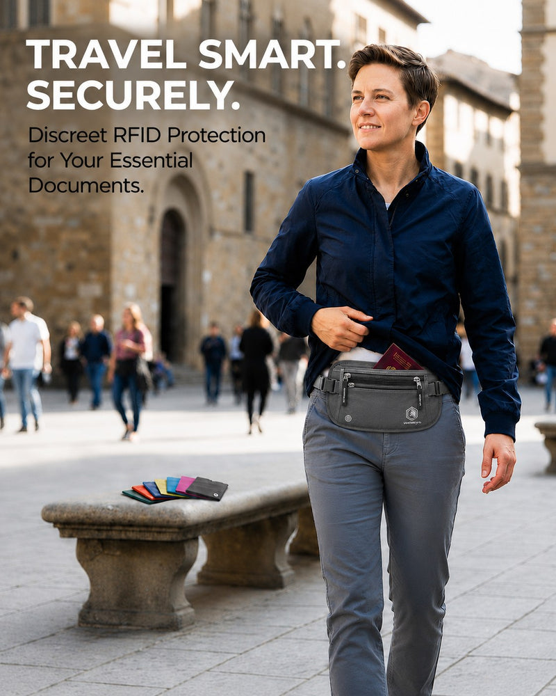 Load image into Gallery viewer, Travel Money Belt + RFID Sleeves
