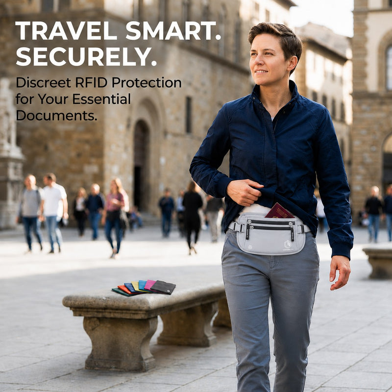 Load image into Gallery viewer, Travel Money Belt + RFID Sleeves
