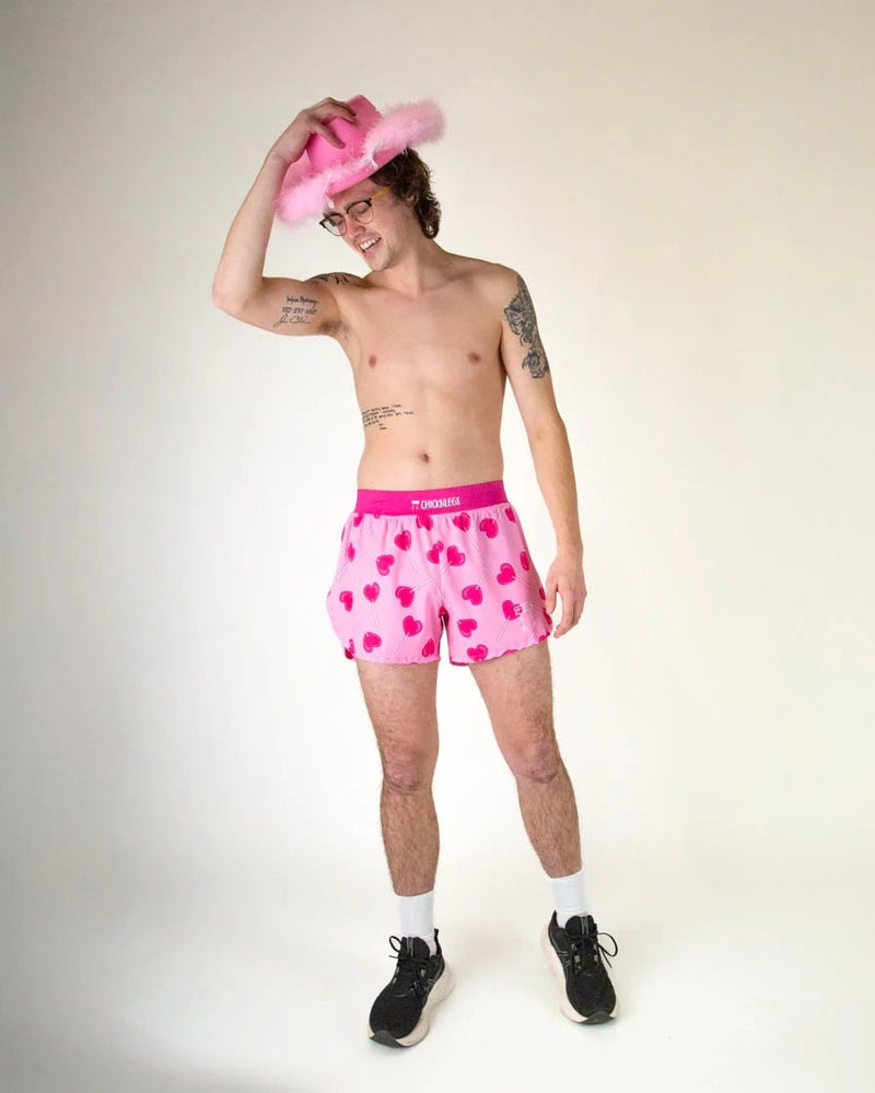 Load image into Gallery viewer, Men&#39;s Valentine&#39;s LUV POPS 4&quot; Half Split Shorts (Pink)
