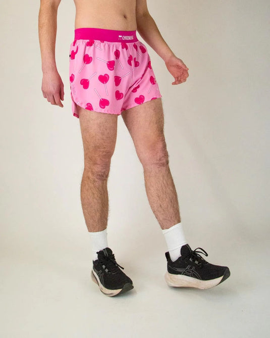 Men's Valentine's LUV POPS 4" Half Split Shorts (Pink)